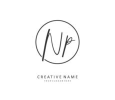 NP Initial letter handwriting and  signature logo. A concept handwriting initial logo with template element. vector
