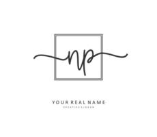 NP Initial letter handwriting and  signature logo. A concept handwriting initial logo with template element. vector