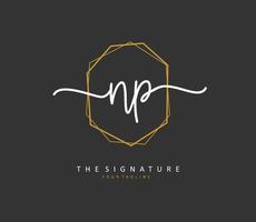 NP Initial letter handwriting and  signature logo. A concept handwriting initial logo with template element. vector