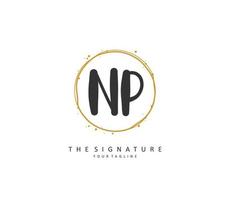 NP Initial letter handwriting and  signature logo. A concept handwriting initial logo with template element. vector