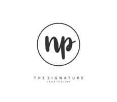 NP Initial letter handwriting and  signature logo. A concept handwriting initial logo with template element. vector