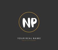 NP Initial letter handwriting and  signature logo. A concept handwriting initial logo with template element. vector