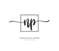 NP Initial letter handwriting and  signature logo. A concept handwriting initial logo with template element. vector