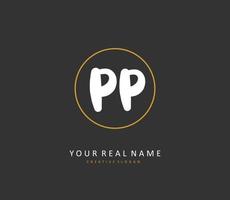 PP Initial letter handwriting and  signature logo. A concept handwriting initial logo with template element. vector