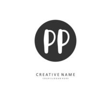 PP Initial letter handwriting and  signature logo. A concept handwriting initial logo with template element. vector