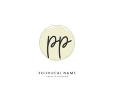 PP Initial letter handwriting and  signature logo. A concept handwriting initial logo with template element. vector