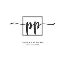 PP Initial letter handwriting and  signature logo. A concept handwriting initial logo with template element. vector