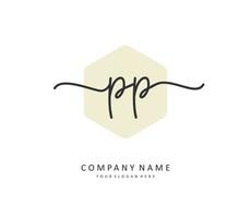 PP Initial letter handwriting and  signature logo. A concept handwriting initial logo with template element. vector