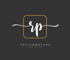 RP Initial letter handwriting and  signature logo. A concept handwriting initial logo with template element. vector