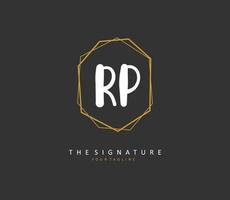 RP Initial letter handwriting and  signature logo. A concept handwriting initial logo with template element. vector