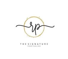 RP Initial letter handwriting and  signature logo. A concept handwriting initial logo with template element. vector