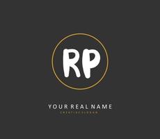 RP Initial letter handwriting and  signature logo. A concept handwriting initial logo with template element. vector