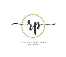 RP Initial letter handwriting and  signature logo. A concept handwriting initial logo with template element. vector