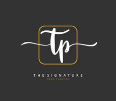 TP Initial letter handwriting and  signature logo. A concept handwriting initial logo with template element. vector