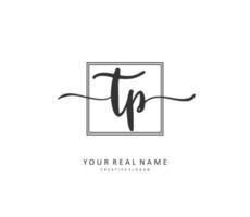 TP Initial letter handwriting and  signature logo. A concept handwriting initial logo with template element. vector