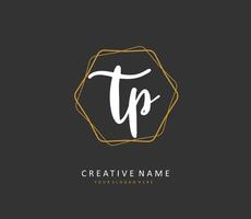 TP Initial letter handwriting and  signature logo. A concept handwriting initial logo with template element. vector