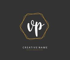 VP Initial letter handwriting and  signature logo. A concept handwriting initial logo with template element. vector