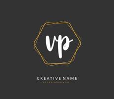 VP Initial letter handwriting and  signature logo. A concept handwriting initial logo with template element. vector