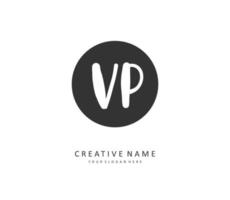 VP Initial letter handwriting and  signature logo. A concept handwriting initial logo with template element. vector