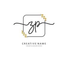 ZP Initial letter handwriting and  signature logo. A concept handwriting initial logo with template element. vector