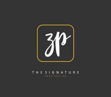 ZP Initial letter handwriting and  signature logo. A concept handwriting initial logo with template element. vector