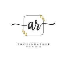AR Initial letter handwriting and  signature logo. A concept handwriting initial logo with template element. vector