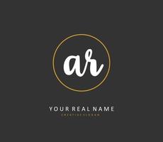 AR Initial letter handwriting and  signature logo. A concept handwriting initial logo with template element. vector