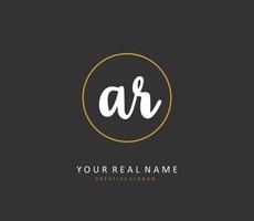 AR Initial letter handwriting and  signature logo. A concept handwriting initial logo with template element. vector