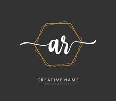 AR Initial letter handwriting and  signature logo. A concept handwriting initial logo with template element. vector