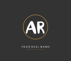 AR Initial letter handwriting and  signature logo. A concept handwriting initial logo with template element. vector