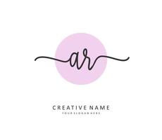 AR Initial letter handwriting and  signature logo. A concept handwriting initial logo with template element. vector