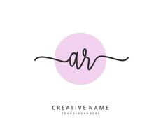 AR Initial letter handwriting and  signature logo. A concept handwriting initial logo with template element. vector