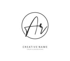 AR Initial letter handwriting and  signature logo. A concept handwriting initial logo with template element. vector