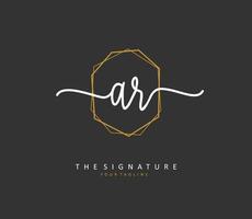 AR Initial letter handwriting and  signature logo. A concept handwriting initial logo with template element. vector