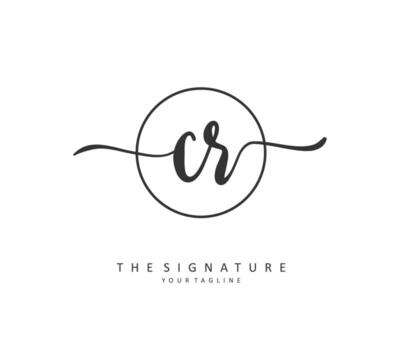 CR Initial letter handwriting and  signature logo. A concept handwriting initial logo with template element. vector