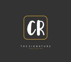 CR Initial letter handwriting and  signature logo. A concept handwriting initial logo with template element. vector