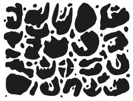 Black color abstract shapes. Leopard texture background. vector