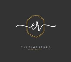 ER Initial letter handwriting and  signature logo. A concept handwriting initial logo with template element. vector