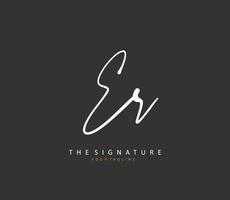 ER Initial letter handwriting and  signature logo. A concept handwriting initial logo with template element. vector