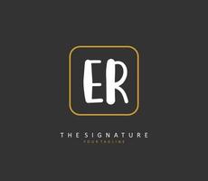 ER Initial letter handwriting and  signature logo. A concept handwriting initial logo with template element. vector