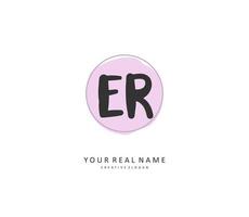 ER Initial letter handwriting and  signature logo. A concept handwriting initial logo with template element. vector