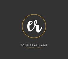 ER Initial letter handwriting and  signature logo. A concept handwriting initial logo with template element. vector