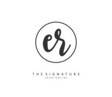 ER Initial letter handwriting and  signature logo. A concept handwriting initial logo with template element. vector