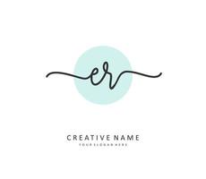 ER Initial letter handwriting and  signature logo. A concept handwriting initial logo with template element. vector