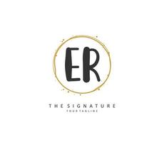 ER Initial letter handwriting and  signature logo. A concept handwriting initial logo with template element. vector