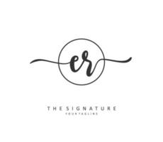 ER Initial letter handwriting and  signature logo. A concept handwriting initial logo with template element. vector