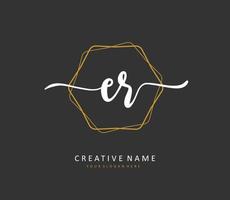 ER Initial letter handwriting and  signature logo. A concept handwriting initial logo with template element. vector