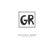 GR Initial letter handwriting and  signature logo. A concept handwriting initial logo with template element. vector