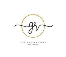 GR Initial letter handwriting and  signature logo. A concept handwriting initial logo with template element. vector