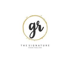GR Initial letter handwriting and  signature logo. A concept handwriting initial logo with template element. vector